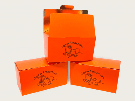 Ballotin Joyeux Anniversaire - ref 1326 - Ballotin orange 250g de chocolats assortis