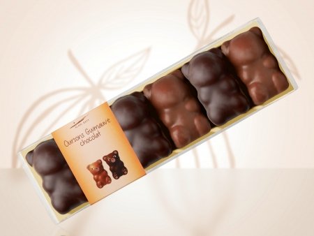 Oursons guimauve chocolat - ref_1624N - Coffret 6 oursons chocolat noir